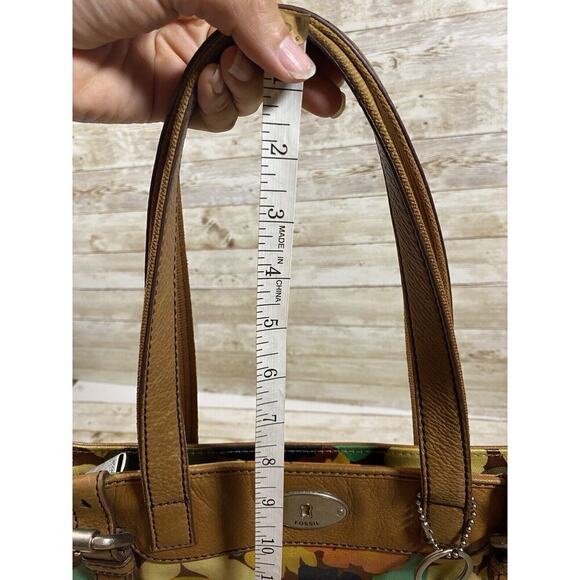 Fossil Purse Womens Medium Bag Floral Brown Leather Key Charms - Picture 15 of 16